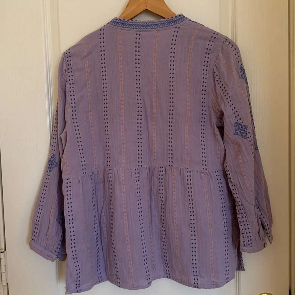 J. Jill Lavender Embroidered Blouse - Picture 3 of 7